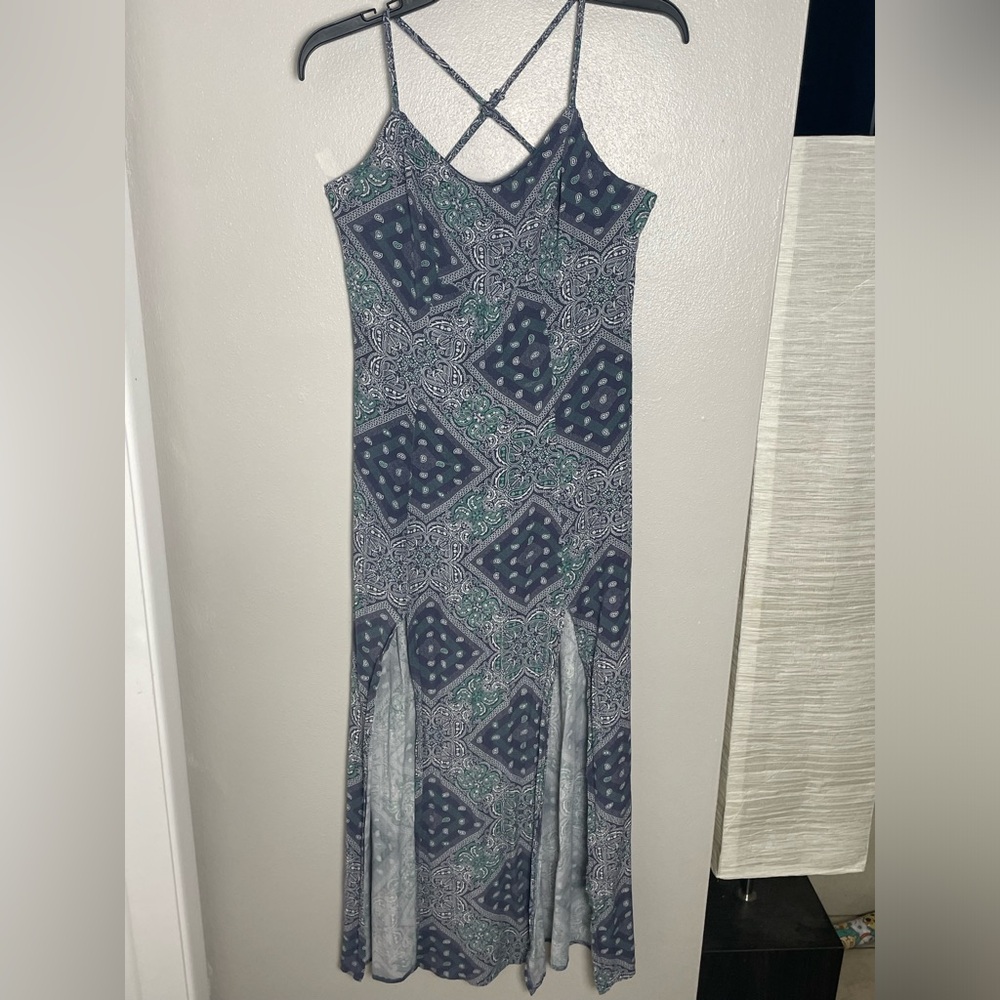Volcom Blue and Green Patterned Maxi Dress